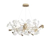 LXYST Elegant Ginkgo Biloba Blossom Chandelier for Living Room, Dining Room, Bedroom, and Hall - 60x40cm Golden Finish