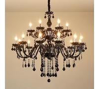 LXYST European Candle Crystal Pendent Lamp Luxury Living Room Restaurant Villa Hotel Staircase Duplex Building Chandelier (I 15 Lights)