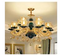 LXYST European Crystal Chandelier Green Living Room Atmosphere Dining Bedroom Lamps and Lights, Chandelier(10Bulbs)