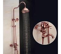 LXYST European Diamond Rose Gold Hand Bath Shower Set Supercharging System Lifting Rod Rotating Circular Top Spray Faucet Band 3 Functional