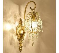 LXYST European French Court Luxurious Clear Decoration Light Sconces American Crystal Wall Gold Metal Living Room Bedside Lamp, Chandelier