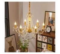 LXYST European Gold Iron Art Crystal Chandelier Living Dining Room Kitchen Bedroom Retro Designer Fixtures for Decor