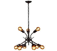 LXYST Farmhouse Black Iron Chandelier for Living Room Kitchen Island Industrial Pendant Light - Foyer Stylish Option by