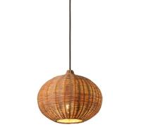 LXYST Farmhouse Fixture Cwoven Rattan Ceiling Hanging Light Long Linear Wicker Lamp Sphere Small Chandelier for Dining Room Kitchen Island Bedroom Hallway/Pumpkin