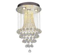 LXYST Fashion Large Crystal LED Chandelier Spiral Raindrop Pendant Flush Mount High Ceiling Light Fixture for Entryway Foyer Staircas