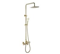 LXYST Faucets, Brushed Gold Thermostatic System Mixer Tap,Bathroom Rainfall Bathtub Shower Set,Wall Mounted