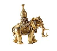 LXYST Feng Shui Table Statue Creative Desktop Exquisite Bronze Elephant Sculpture Lucky Fengshui Ornaments Buddha Decoration (Size : Brass)