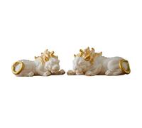 LXYST Feng Shui Table Statue Pair of Chinese Fortune Ceramic Ornaments Living Room Entrance Office Counter Business Housewarming Gift Buddha Decoration (Color : A)