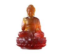LXYST Feng Shui Table Statue Zen Ornaments Glazed Statues Family Offerings Sitting Bless Peace Buddha Decoration