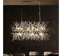 LXYST Fireworks Crystal Chandelier Dandelion Ceiling Fixture Living Room Kitchen Island Light Long 36.2" Gold/Longasilver/9 Lights