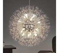 LXYST Fireworks Crystal Chandelier Dandelion Ceiling Fixture Living Room Kitchen Island Light Long 36.2" Gold/Silver/16 Lights