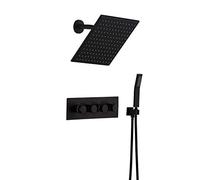 LXYST Fixtures Included 10 Inches and High Pressure with Valve Handheld Black Rainfall System Luxury Shower Set