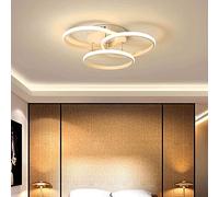 LXYST Flush Mount Light 3-Color Dimming Lamp Creative Ring Acrylic Ceiling Lighting Minimalist Bedroom Living Room Lights Fixture, 3000K-6000K,White-21.6in