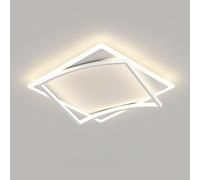 LXYST Flush Mount Lights, Minimalist 17.7in Square Close to Light Fixture, White Metal Ceiling Lighting Lamp Compatible with Entryway, Chandeliers