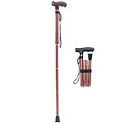 LXYST Folding Cane with Light, Adjustable Height, Lightweight Aluminum Walking Stick, Portable Travel Crutches for Men Women Elderly Senior, Brown