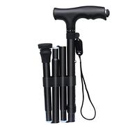 LXYST Folding Cane with Light, Adjustable Height, Lightweight Aluminum Walking Stick, Portable Travel Crutches for Men Women Elderly Senior, Black