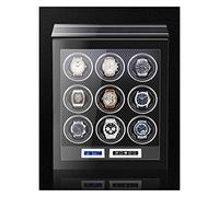 LXYST for Fingerprint Lock Touch Screen Remote Control Anti-Magnetic Ultra-Quiet Shaker LED Light (Black 9 Watches) Watch Winder