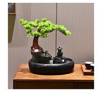 LXYST Fountains Ceramic Tabletop Artificial Bonsai Water Features Relaxation Waterfall Table Ornaments for Home Living Room Office Decoration Fountain Decoration(Black)
