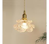 LXYST French Flower Sglass Light Fixtures Antique Rose Petal Ceiling Hanging Lamp Small Nordic Chandelier for Dining Room Table Kitchen Island Sink Bathroom Bedroom Farmhouse/Clear Glass