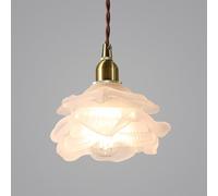 LXYST French Flower Sglass Light Fixtures Antique Rose Petal Ceiling Hanging Lamp Small Nordic Chandelier for Dining Room Table Kitchen Island Sink Bathroom Bedroom Farmhouse/Frosted Glass