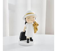 LXYST Furnishing Crafts Figurines Ornaments Home Tabletop Gift Cute Desk Besdroom Decoration Living Room Sculpture (Color : Suitcase Girl-White)