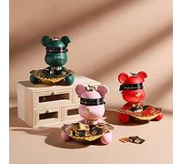 LXYST Furnishing Crafts for Interior Decoration Desk Accessories Statue Figurines Miniature Cute Blindfolded Bear Candy Storage Living Room Sculpture (Color : Green)