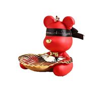 LXYST Furnishing Crafts for Interior Decoration Desk Accessories Statue Figurines Miniature Cute Blindfolded Bear Candy Storage Living Room Sculpture (Color : Red)