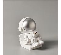 LXYST Furnishing Crafts Home Figurines Desk Decoration Astronaut Ornament Flat Back Resin Miniature Living Room Sculpture (Type : Silver)