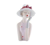 LXYST Furnishing Crafts Home Office Table Desktop Decor Fashion Girl with Hat Decorative Ornaments Living Room Sculpture (Color : Light Coffee)
