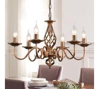 LXYST Ganeed Bronze French Country 6-Lights Rustic Hanging s, Vintage Metal Wrought Iron Pendant Lamp Ceiling Light for Farmhouse Dining Living Room Bedroom