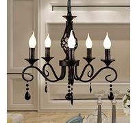 LXYST Ganeed French Country s, Lights Black Crystal Candle, Industrial Vintage Pendant Fixture Hanging Light for Island Kitchen Dining Room Farmhouse