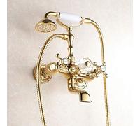 LXYST Gilded Crystal Double Handle Including Shower Set, Brass, Faucet, Bathtub Tap, Bath Mixer