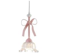 LXYST Glass Flower Light Pink Long Linear Hanging Lights Girls Bedroom Nordic Chandelier for Dining Table Kitchen Island Nursery Kids Room Hallway Foyer