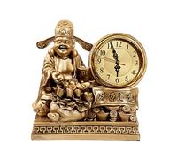 LXYST God of Ornament Table Home Living Room Desktop Pendulum Retro Meaning Wealth Desk Clock (Color : Brass)