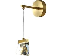LXYST Gold Light Luxury Wall Lamp Individual Geometry Crystal Lampshade ing Copper Base Compatible with Use in Bedrooms Bedside Study Room Living