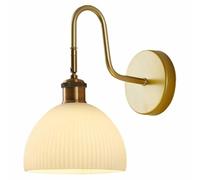 LXYST Gold Shade Adjustable Angle Lamp Ceramic Bedside Wall Mount Light Brass Lighting for Living Room (One Color 1Pack)