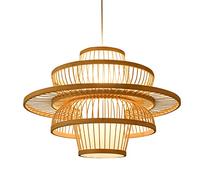 LXYST Handmade Weaving Chandelier Farmhouse Ceiling Lamp Bedroom Dining Kitchen Rattan Hanging Light Fixture for Living Tea Room Handcrafted Pendant