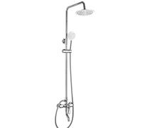 LXYST High-Pressure System Chrome-Plated Height-Adjustable Set with Brass Faucet Stainless Steel Body 8.5" Head Hand-Held Shower Hose Thermo
