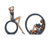 LXYST Home Décor Resin Figure Statue Ornament Desktop Reading/Dancing Girl Sculpture Decor Ornaments Living Room Study Desk Decoration, 1 Pair Art Decorative