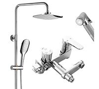 LXYST Hot and Cold Faucet,Luxury Bathroom Set Bath Mixers with Handshower Single Handle Wall Mount Black Shower Arm