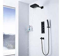 LXYST Household Faucet Concealed Copper Constant Temperature Three-Function Main Body Wall-Mounted Small Waterfall Shower Set Beautiful Practical
