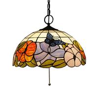 LXYST Inch Pendant Lamp Vintage Pastoral Stained Glass Sunflower Shade 3 Style Ceiling Hanging Lights for Aisle Living Room,B,I