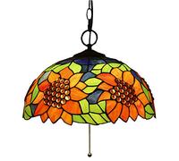 LXYST Inch Pendant Lamp Vintage Pastoral Stained Glass Sunflower Shade 3 Style Ceiling Hanging Lights for Aisle Living Room,B,K