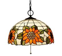 LXYST Inch Pendant Lamp Vintage Pastoral Stained Glass Sunflower Shade 3 Style Ceiling Hanging Lights for Aisle Living Room,B,G