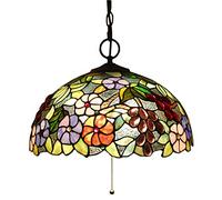 LXYST Inch Vintage Style Pendant Lamp Pastoral Stained Glass Shade Ceiling Hanging Lights for Aisle Living Room 3 Lights,D,A