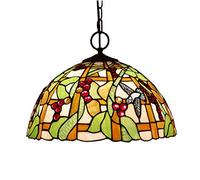 LXYST Inch Vintage Style Pendant Lamp Pastoral Stained Glass Shade Ceiling Hanging Lights for Aisle Living Room 3 Lights,D,F