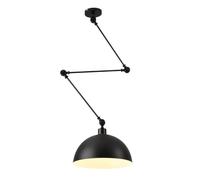 LXYST Industrial Fixture Swing Hanging Light Adjustable Long Arm Dome Lamp Kitchen Island Sink Mid Century Chandelier for Dining Room Table Restaurant Farmhouse/Black