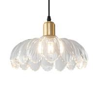 LXYST Industrial Style Pendant Light with Adjustable Chain for Bedroom Decor - Petal-Shaped Glass Chandelier