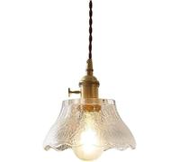 LXYST Japanese Brass Cap Pendant Light Frosted Glass Lampshade, Single Head Chandelier Compatible with Small Restaurants and Coffee Shops, Indoor Hanging Ceiling Lamp Fixtures,for Living Room