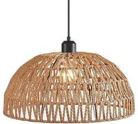 LXYST Japanese Style Black Hemp Rope Kitchen Island Light Home Decoration Rural Farmhouse Hand Woven Basket Hanging Lamp Boho Retro Dining Table Chandelier for Living Room Study/Hemp C
